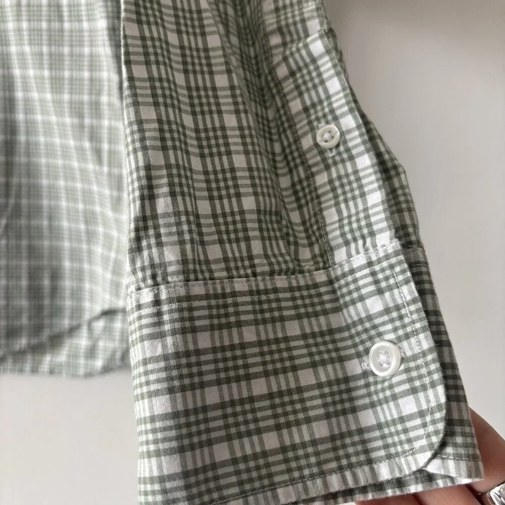 J.Crew Slim Untucked Flex Washed‎ Plaid Shirt Mens Large Preppy Office Business